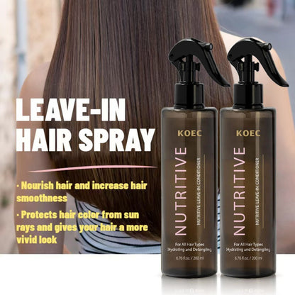 Leave-In Conditioner with Hydrolyzed Keratin & Biotin — Anti-Frizz Detangler, Argan Oil & Plant Extracts, Repairs Split Ends & Breakage, Color-Safe for Curly, Dry & Damaged Hair, 6.76 oz