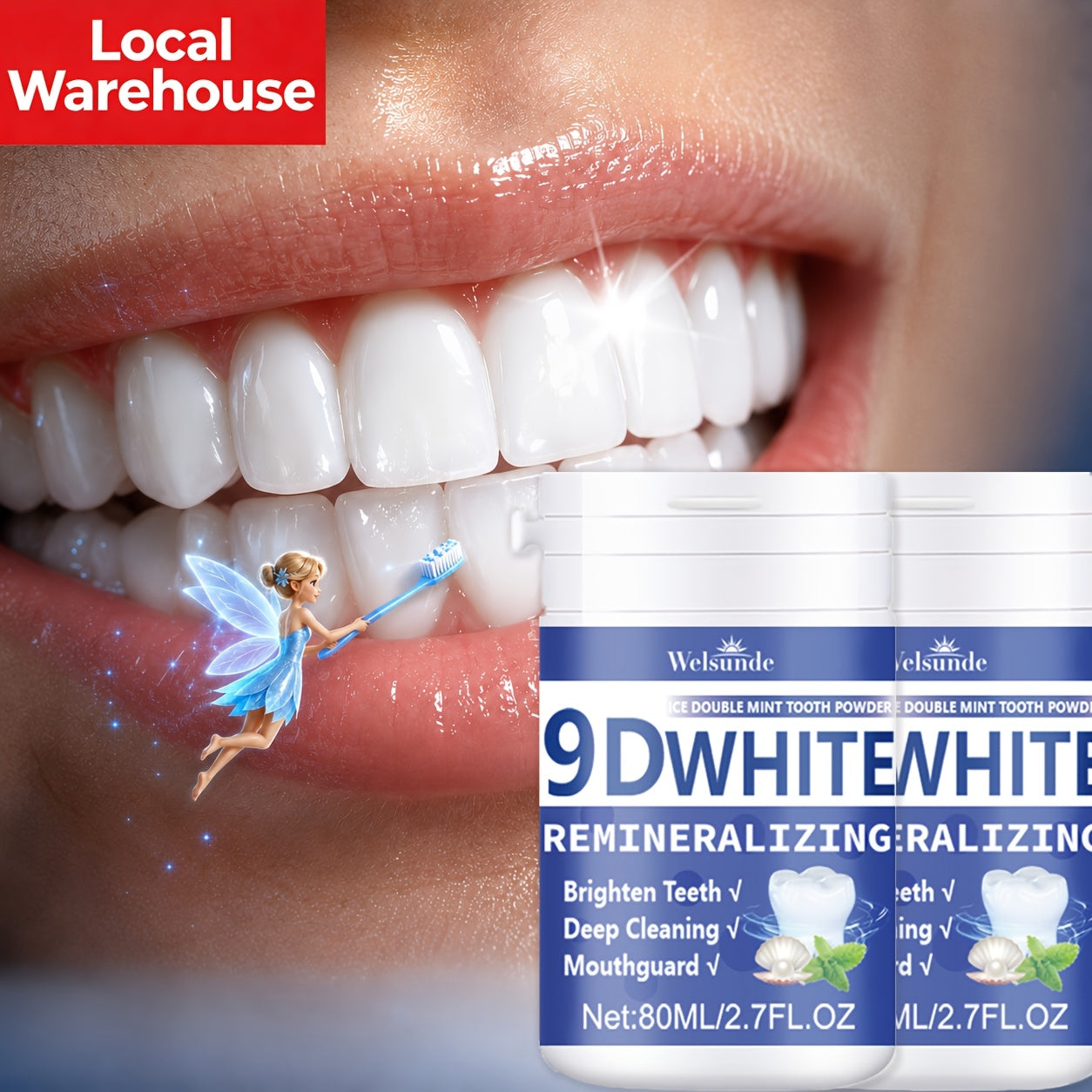 2pcs Teeth Powder, Remineralizing & Hydroxyapatite Tooth Powder, Deep Cleaning, Fresh Breath, Ideal for Oral Health And Hygiene Gift for Women Men, Breath Freshener, Toothpaste, Tooth Cleaning Powder for Daily Life - Local Warehouse