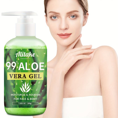 Aloe Vera Gel 99% Pure 200ml/7oz – Lightweight Non-Sticky Natural Hydrating Gel for Face, Body, Hair & Scalp, Fresh-Harvested Within 12 Hours, Soothing Moisturizer for All Skin Types
