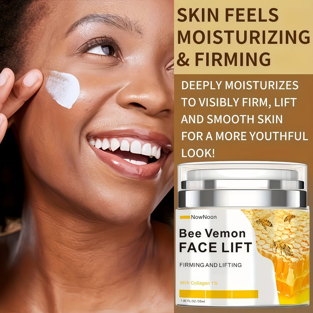 1.69oz Bee Venom Firming & Lifting Cream - Enriched with Hyaluronic Acid, Collagen and Vitamin E to Deeply Hydrate and Moisturize, Even Light Beige, Emollient and Radiant, Suitable for All Skin Types, Light Texture, Can Be Applied to the Face