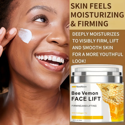 Bee Venom Firming Lifting Face Cream with Hyaluronic Acid Collagen Vitamin E - Deep Hydrating Moisturizing Brightening Anti-Aging Cream for All Skin Types 50g 1.69oz