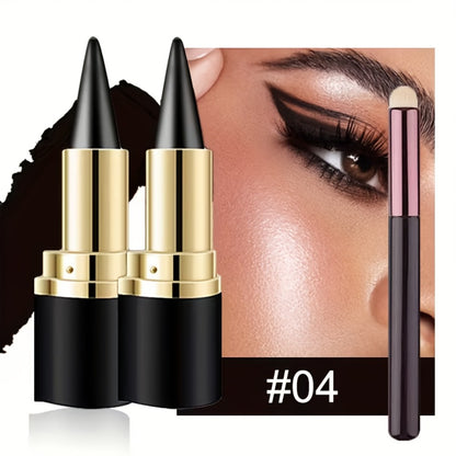 Eyeliner Gel Stick 2/4PCS 24-Hour Long-Lasting Waterproof Matte Fast-Drying Non-Smudge Eye & Lip Liner with Brush for Everyday Party Makeup