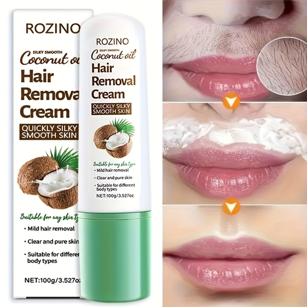 Use Once For, 3-Month Effectiveness, 100g Coconut Hair Removal Cream, Instant Hair Removal, Non Irritating To The Light Beige, Smooth And Residue Free Semi Permanent, Used For Hair Removal On The Face, Lips, Armpits, Legs Arms And Private Areas