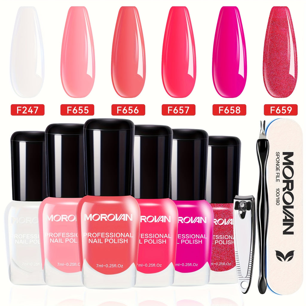 Morovan Nail Polish Set Fingernail: Lilac Purple Nude Pink Quick Dry Nail Polish Kit Lavender Violets Regular Nail Polish Bulk 0.25oz Finger Nail Polish Pack Classy Nail Polish Gifts for Women