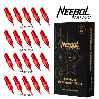 Round Liner & Shader Tattoo Cartridge Needles #10 #12 - Assorted Sizes for Tattooing, Disposable Cartridge Needle Set for Tattoo Supplies & Machine Kits, 20/50pcs