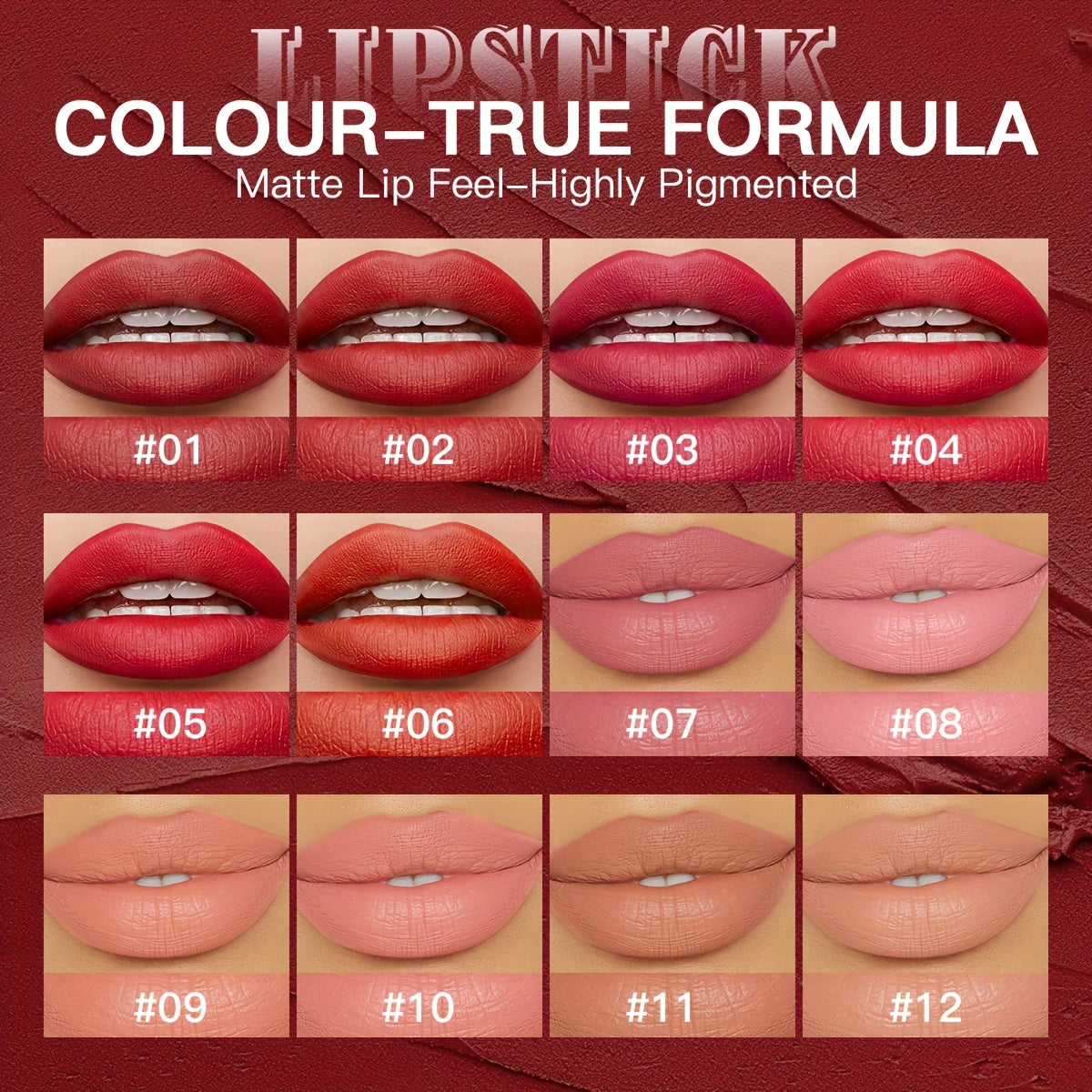 USHAS 24H Matte Lasting Lipstick - Layerable Coverage, Transfer-Resistant, Vibrant Color, Velvet Matte End with Heart-Shaped Design, Richly Pigmented, Easy Application, Durable Wear, Ideal for All-Day Comfort And Effortlessly Chic Lip Makeup