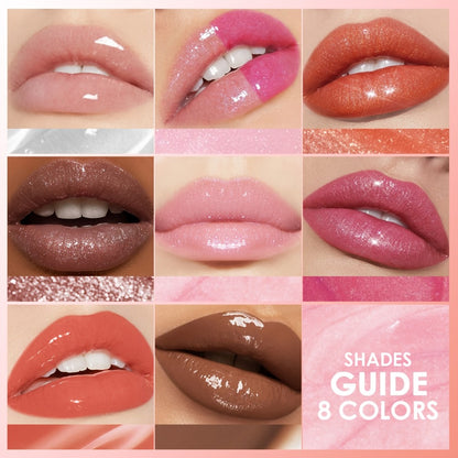 Lip Gloss Set 8 Pieces — Pearlescent Glitter Shine, Moisturizing Lip Oil Formula, Long-Lasting Shiny Finish, Multi-Shade Collection for Everyday & Glam Looks
