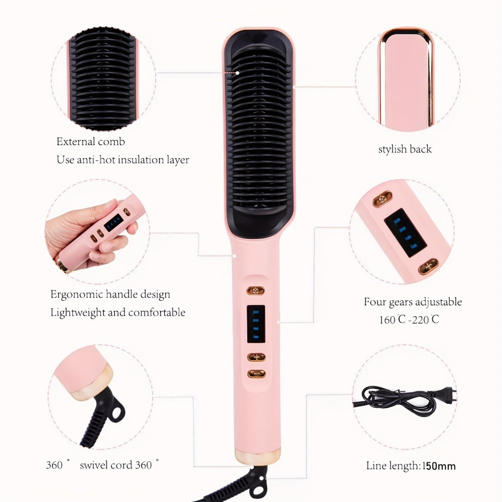 Hair Straightener And Curler 2-in-1, Household Wet And Dry Hair Straightener Comb Multi-Temp Volumizing Styling Comb, Women's Hair Tools, Women's Hair Tools Birthday Christmas Gift