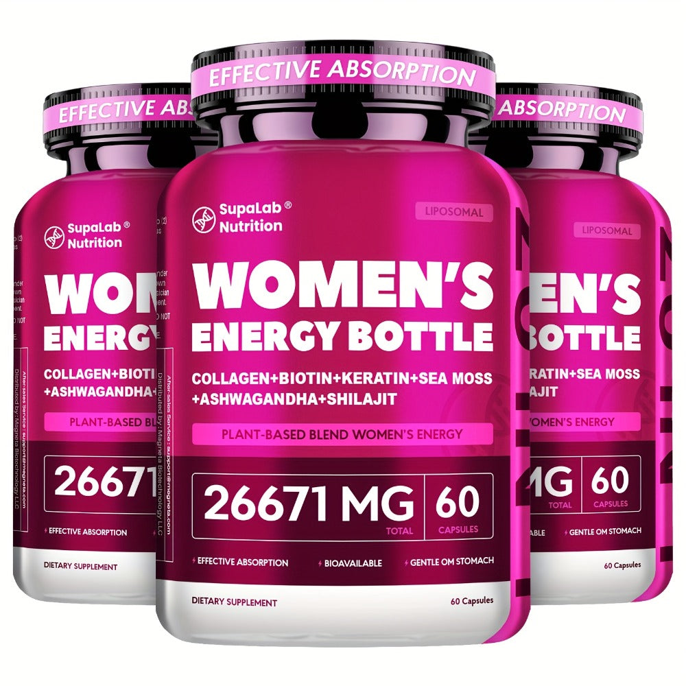 Megneta Women Energy Supplement, 20in 1 Energy Capsules for Women, Vitamins & Minerals, Sea Moss, Shilaji, Ashwagandha, for Energy, Focus, And Womens Health, Energize By Daytime&Enjoy By Nighttime