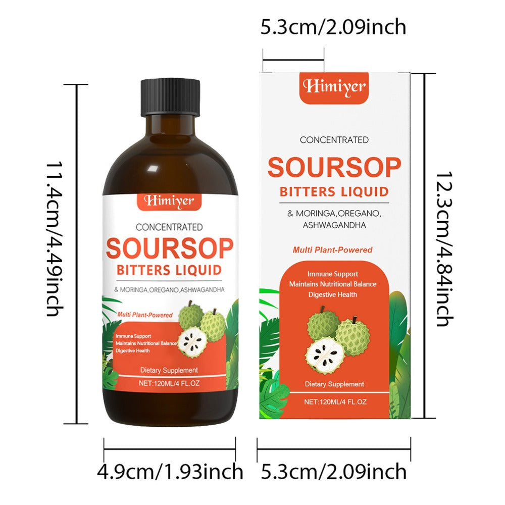 1/3pcs Soursop Bitters Liquid - Herbal Supplement, Gut Health Support - Contains Moringa, Oregano, And Ashwagandha, Suitable for Those with Sensitive Stomachs. Multi-Plant, Sugar-Free, Vegan Formula for Enhanced Vitality