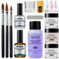 1 Set NOCIS Acrylic Nail Kit for Beginners - DIY Nail Extension, Includes 0. 33oz Clear, White, Pink Powder & Liquid, Nail Brushes, Unscented, Salon-Quality Home Manicure Tools