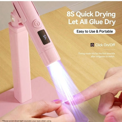 LED Nail Lamp 360° Rotating Head USB Powered with Digital Timer 45s/60s & Nail Stamp - Gel Polish Curer with Condenser Lens for Manicure & Nail Art, White & Pink