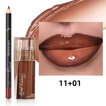 Lip Gloss & Lip Liner Set - Hydrating Water-Gloss Finish with 3D Precision Liner | Dewy Moisturizing Lip Duo for All Occasions | Versatile Makeup Gift for Women