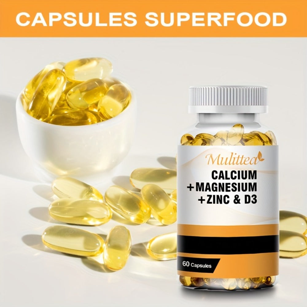 (2pcs) Mulittea Calcium Magnesium Zinc And Vitamin D3 Capsules, 120 Capsules