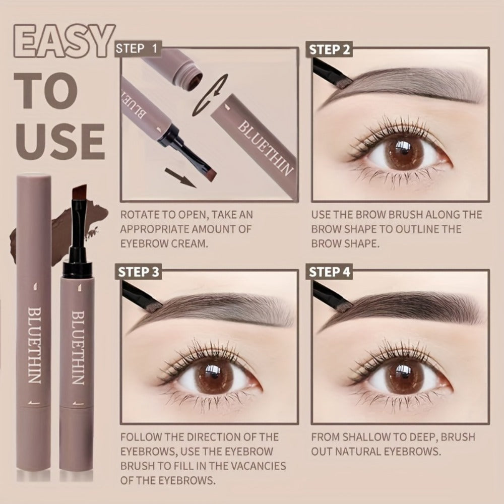 Waterproof Eyebrow Pencil Dual-Ended Smudge-Proof Long-Lasting Brow Definer with Angled Tip Flat Tip Spoolie Brush Precise Outlining Filling 2pcs 4pcs Set