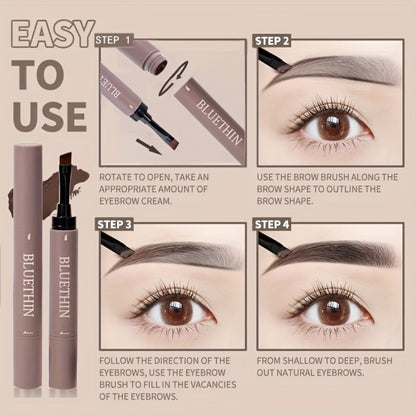 Waterproof Eyebrow Pencil Dual-Ended Smudge-Proof Long-Lasting Brow Definer with Angled Tip Flat Tip Spoolie Brush Precise Outlining Filling 2pcs 4pcs Set