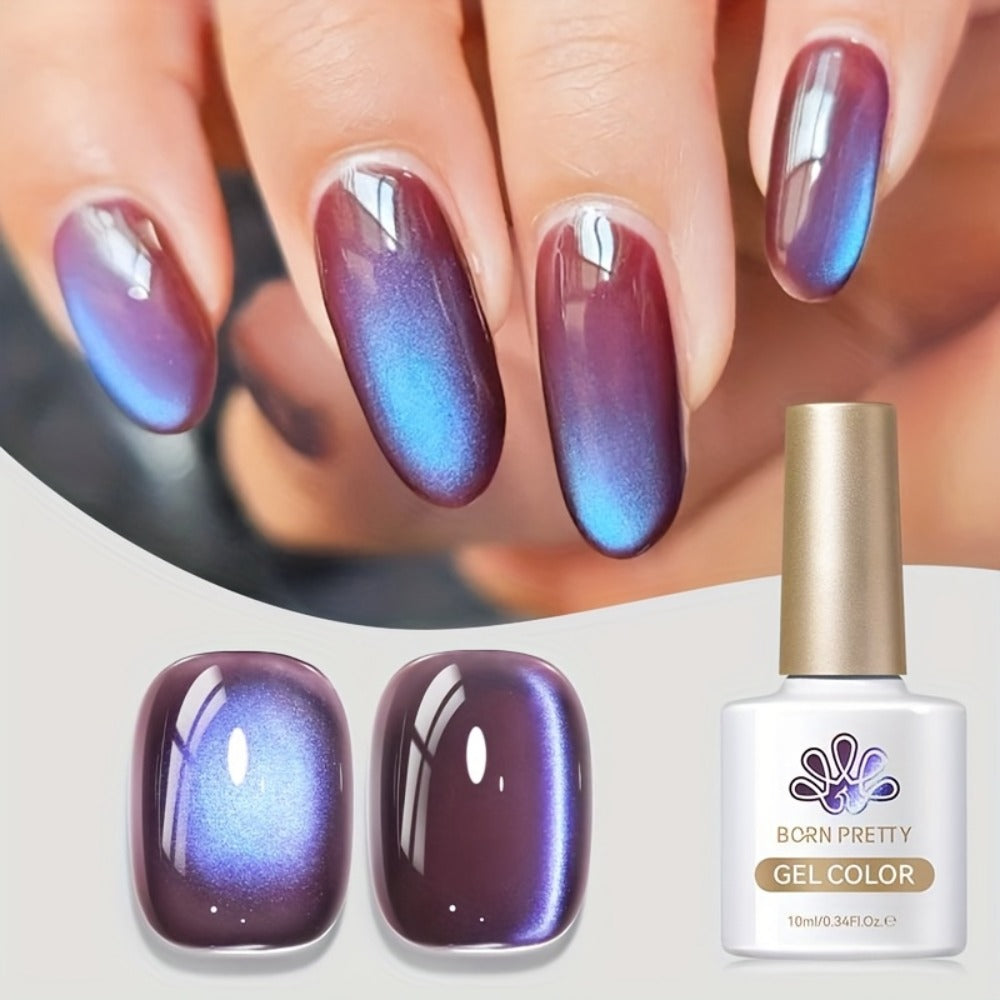 BORN PRETTY 0.34oz 4pcs Hyacinth Cat Magnetic Gel Nail Polish Purple Jelly Glass Shine Soak Off Gel Nail Art Home Manicure