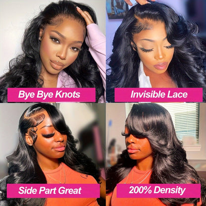 Body Wave Lace Front Wig Human Hair 13x4 HD Transparent Lace Glueless Pre Plucked Bye Bye Knots Natural Hairline for Women 30 Inch