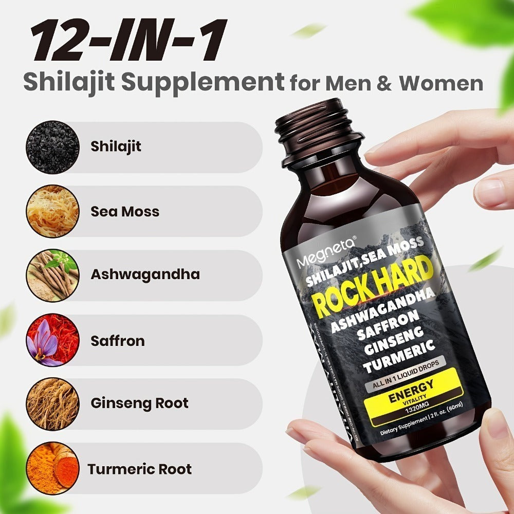 [Dual Power Rock Hard]Maca PILLS with Free Shilajit Drops|Premium Formula with Maca, Shilajit, Ashwagandha, Sea Moss, Elderberry, Ginger &Saffron |All In 1 Supplements|Unleash the Beast, Plant-Based, Men's Health, Adaptogenic|1 Month Supply