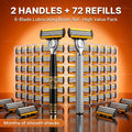 [2+72/96] Luxury Shaver with 6 Layers Of Blades, Contains 2 Handles&72 Replaceable Blades, Ergonomic Handle, Precision Design, A Smooth And Precise Beauty Kit for Men, Perfect Gift for Christmas, Valentine's Day And Other Festival