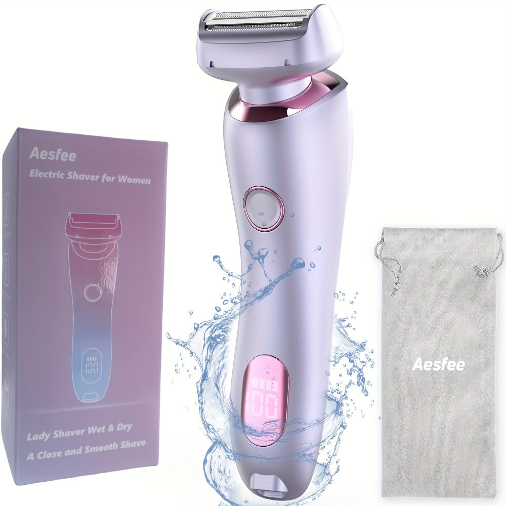 Electric Shaver for Women Pubic Hair - Electric Razors Hair Removal Rechargeable for Womens Legs Arms Bikini Private Area Underarm Waterproof Wet/ Close Shaving - Smooth Lady Body Hair Shaver Trimmer Portable for Travel Home Use