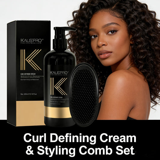Curl Defining Cream & Detangling Brush Set, Anti-Frizz Curl Enhancer, Long-Lasting Style, Non-Sticky, Lightweight Hold, Enhances Bouncy Curls, Salon Quality for All Curly/Wavy Hair