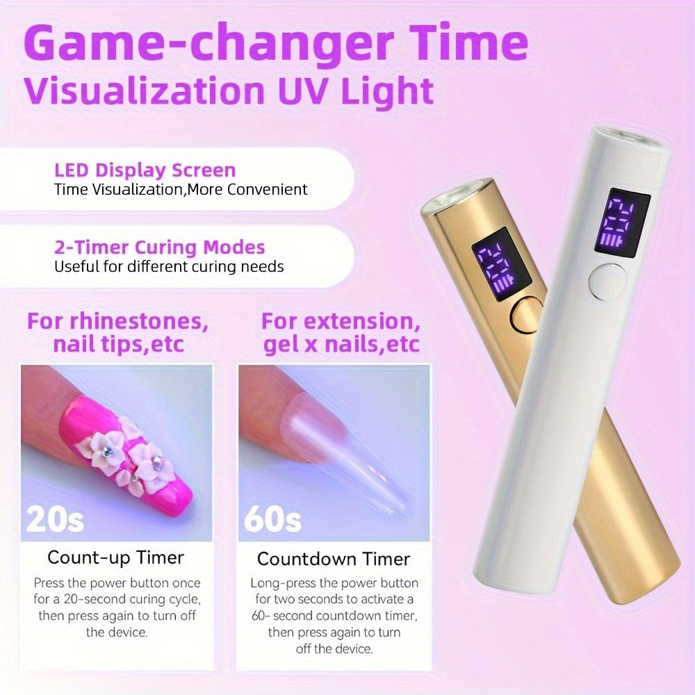 Portable LED Nail Lamp, Quick-Dry Gel Polish Device with Digital Display, Rechargeable Lithium Battery, USB Charging, Formaldehyde-Free Plastic Nail Dryer for Manicure And Nail Art, Nail Art Tools, Nail Art Accessory
