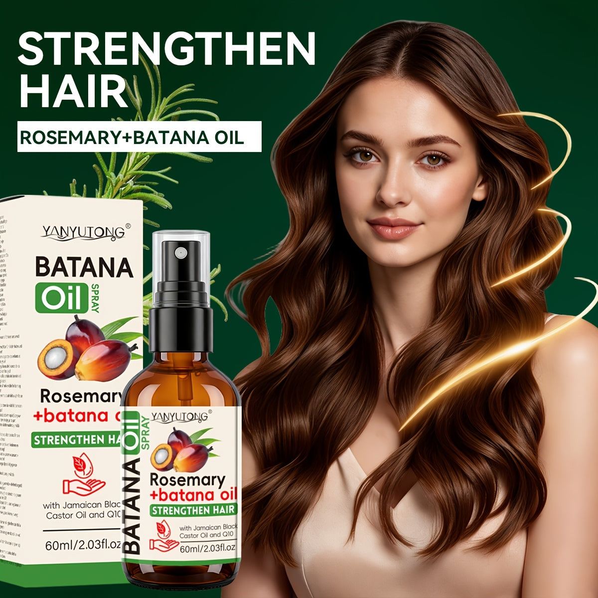 2.03oz Batana Rosemary Essential Oil Hair Spray, Deep Moisturizing for Dry Damaged Hair & Scalp, Nourishing Hair Care From Honduras, Perfect Holiday Gift