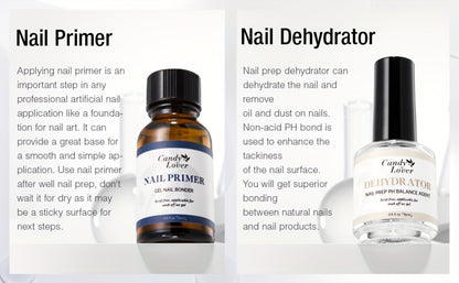 Nail Dehydrator & Primer Kit - Nail Prep Dehydrator, Bonding Primer, Gel Base Coat & Top Coat Set for Long-Lasting Gel Nail Polish, Home DIY & Salon Use