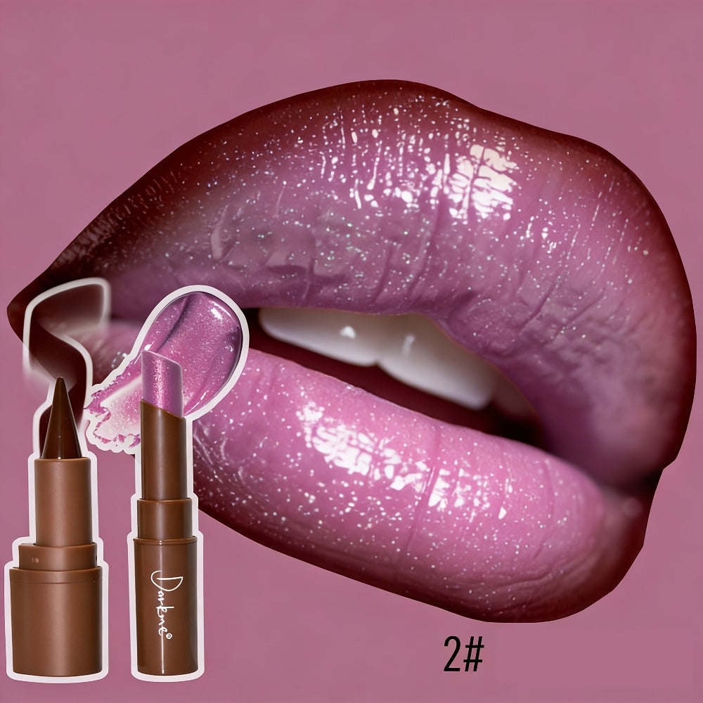 Dark Lip Liner Pen + Metallic Solid Lipstick Set | Creates A Three-dimensional Lip Shape, One Application Gives A Full And Shiny Effect, Long-lasting Color Retention Without Smudging, Ideal Gift For Any Occasion