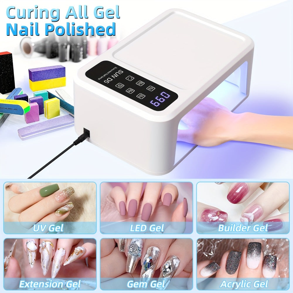 LED Nail Lamp for Two Hands, Not Rechargeable Gel Lamp Professional Nail Light Dryer with Removable Plate 2in 1 Blue & Red Light 4 Timers Auto Sensor Fast for Home & Salon DIY Manicure
