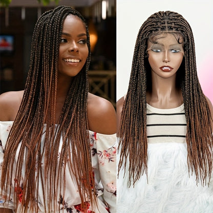 Knotless Box Braid Wig for Women — 360° HD Full Lace Synthetic Lace Front, Handmade Faux Locs, 26 & 38 Inch, Protective Style, Multiple Colors, All Ethnicities