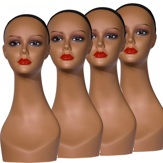 4pcs Female Mannequin Heads Suitable for Wigs, Hats, Necklace Display - Dolls for Salon, Beauty, Retail Store, Wig Shop - Wig Stand for Hairstyle Showcase & Training Practice