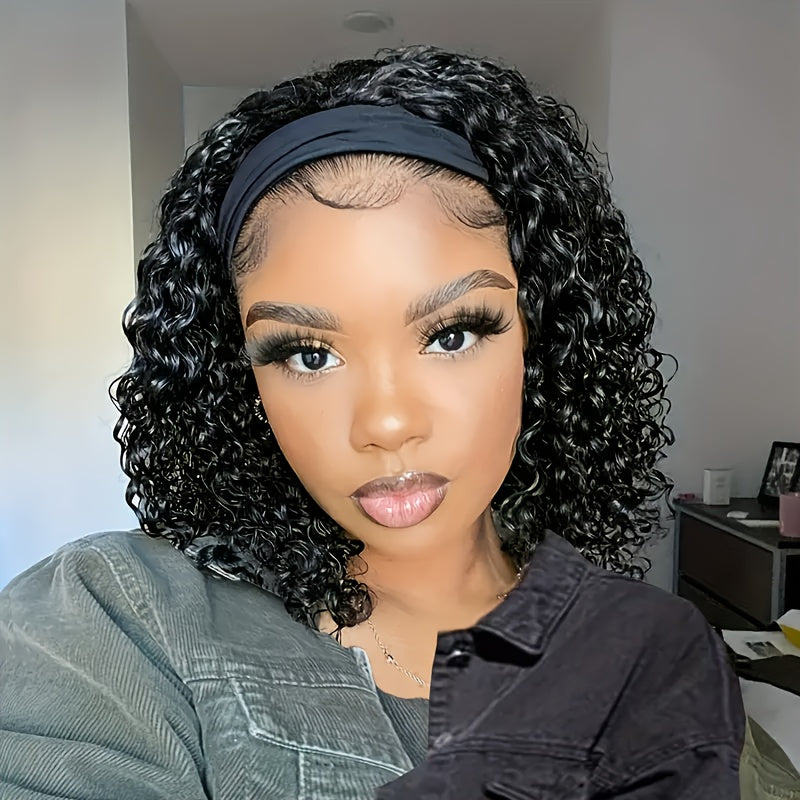 [Wigs for Women] Headband Wig Curly Wavy Wig Synthetic Wig Beginners Friendly Heat Resistant Elegant for Daily Use Wigs for Women