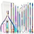 15pcs(Box Included) Professional Stainless Steel for nail Care -cuticle Nippers- Cuticle Pusher, for nail File, Gel Polish Remover, And Manicure Pedicure Tools For Nail Technicians- for nail Tech Must Haves