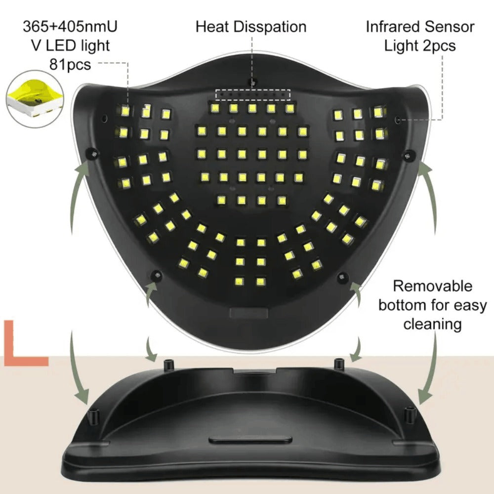 380W Professional /LED Nail Lamp with Auto Sensor & LCD Timer - Fast Gel in 4 Timing Modes (10s/30s/60s/99s), USB-Powered Nail Dryer with One-Touch Button, for Home, Salon, Manicure, Pedicure - Safe Light for Gel Polish Hardening