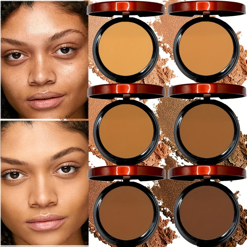 Mother's Day Gift One Pack/Two Packs/6-Shade Matte Contour & Foundation Powder Palette - Light to Dark, Full Coverage, Oil Control, Waterproof & Sweatproof, Includes Blending Puff, Natural Matte Finish