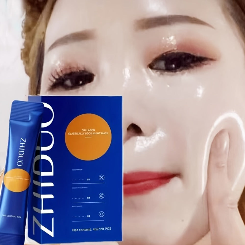 20pcs Per Box of Collagen Night Cream Sleep Frozen Film - Mud Mask - Overnight Moisture - Travel Set