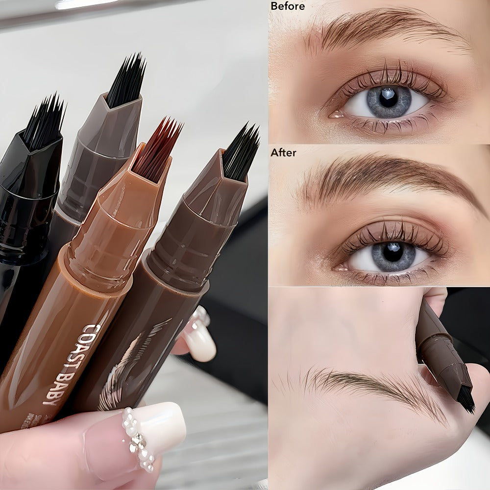 2-Pack 4-Color Multi-Fork Eyebrow Pencil: Create Clear And Realistic Eyebrow Shape And Fill in The Hairline. Waterproof, Not Smudgeable, Durable And Long-Lasting. Suitable for Beginners. Perfect Gift for Festivals