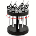 360 Degree Rotating Scissor Holder with 10 Diameter 0.71'' Hole Wooden Barber Shears Holder Salon Hair Stylist Container Stand for Barbershop Grooming Tool Storage