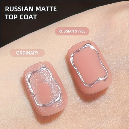 Matte Rubber Top Coat Gel 4Pcs Set Russian Frosted Seal UV LED Nail Art Neon Design Matte Primer Gel Polish Finish Photo Frame Bottle Soak-Off Manicure Kit Gift for Women