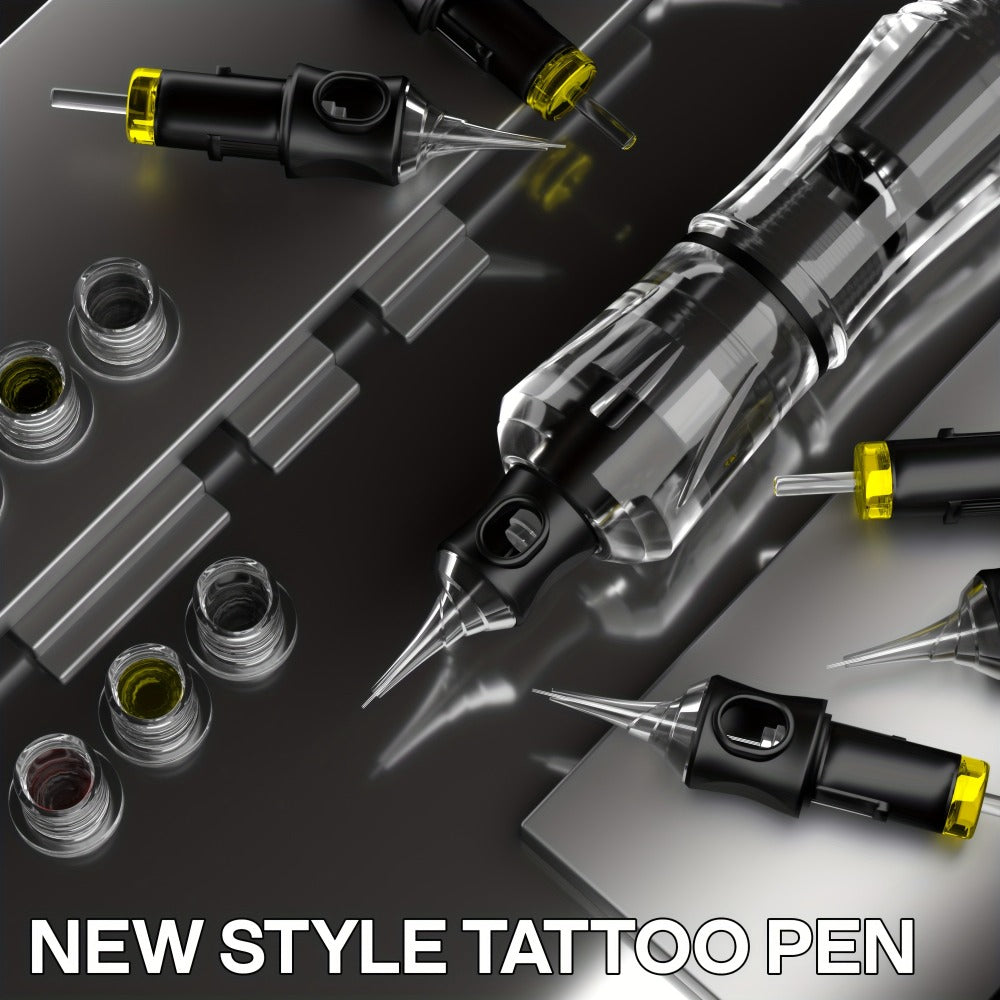Wireless Tattoo Machine Kit Complete Set Rotary Tattoo Pen with 1400mAh Battery Digital Display 10 Cartridge Needles 6 Inks Practice Skin Beginner & Pro