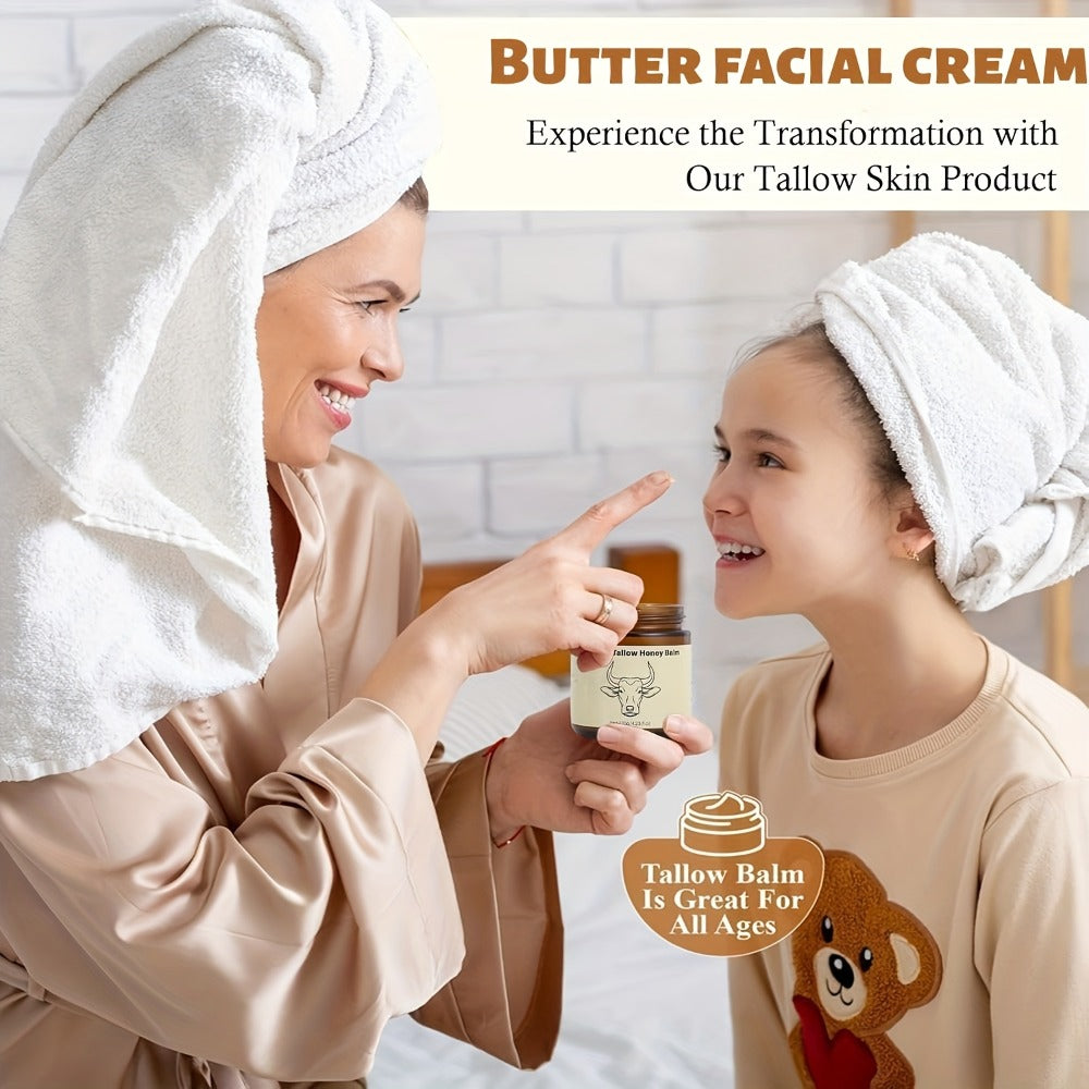 Beef Tallow Balm from Grass-Fed Cattle - a Natural Whipped Moisturizer And Hydrating Cream Suitable for Both Face And Body. It'S Safe for Sensitive Skin, Features a Deeply Nourishing Formula with Honey, Is Made from Unrefined Grass-Fed Beef