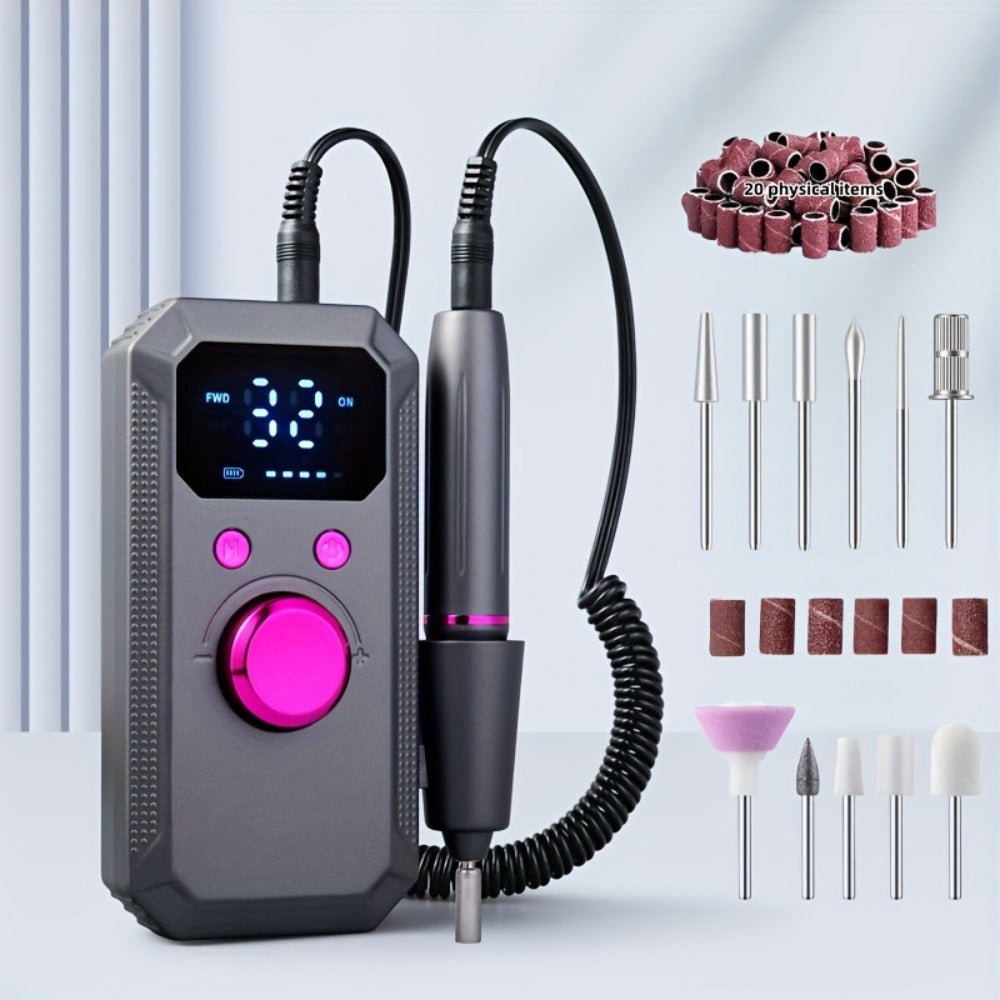 This Electric Nail Grinder Is Rechargeable And Comes with 11 Grinding Heads And 20 Sanding Rings, Perfect for High-Speed Salon Use at Home, Making It a Great Gift for