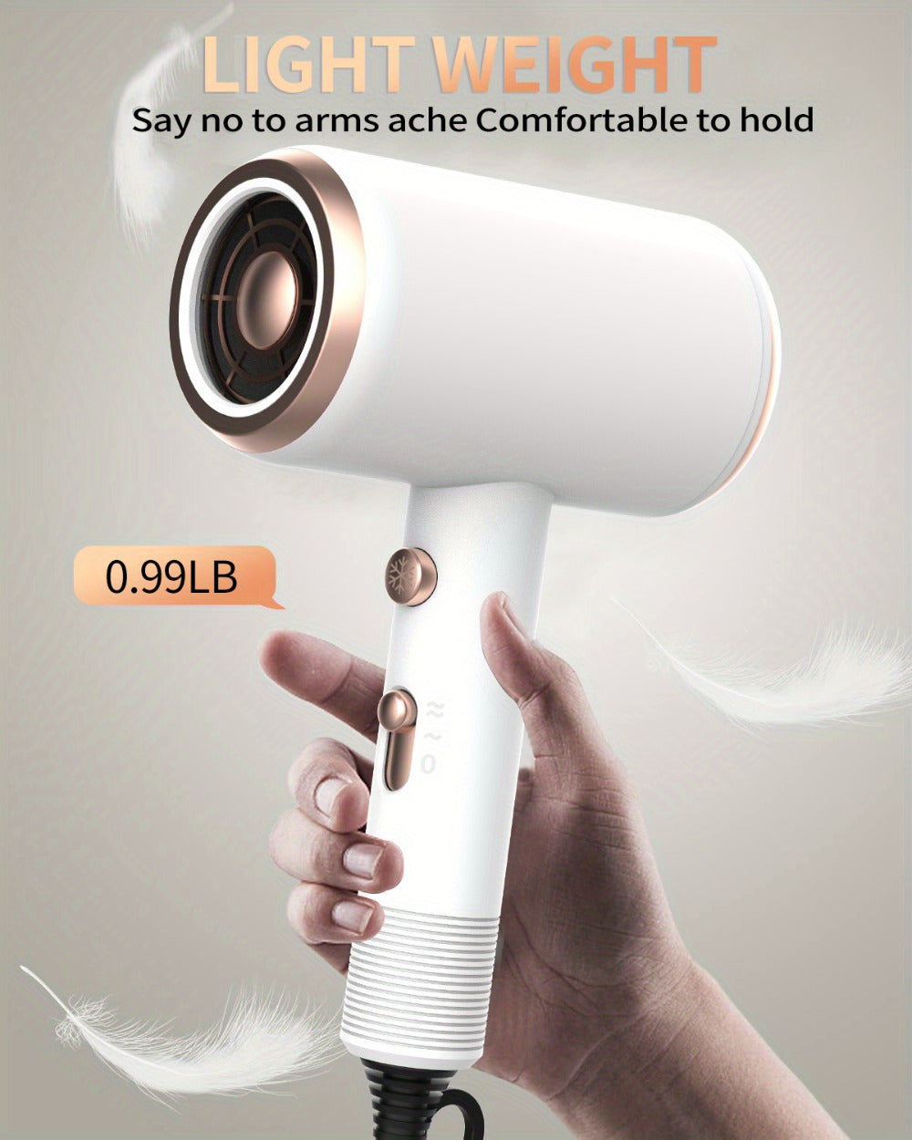 Ionic Hair Dryer 1600W with Diffuser & Concentrator Nozzle 2 Speed 3 Heat Settings ALCI Safety Plug Brushed Motor Portable for Straight Curly Hair Home Travel Salon White Pink Red