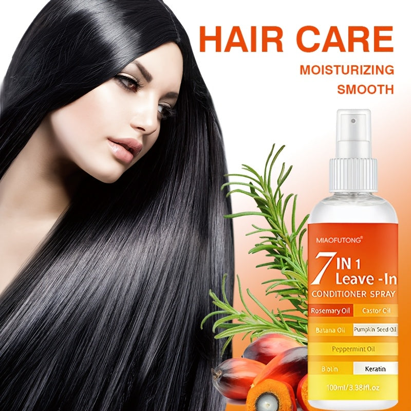 7-in-1 Hair Care Spray - More Versatile Than Conditioner! Multi-effect Essence Spray, Lasting Hold, Floral Scent, Boosts Confidence, Daily Essential, Tackles Frizz, Dryness, And Flatness, Easily Creates Shiny Hair!