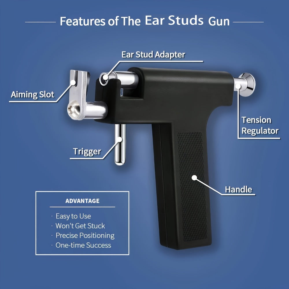 A Professional Ear Piercing Kit, Including 1 Professional Ear Piercing Gun, 34pcs Stainless Steel Ear Stud, Suitable for Salon And Home Use, Add A Touch Of Elegance to Your Ears And Unlock An Exclusive New Experience Of Wearing Earrings.
