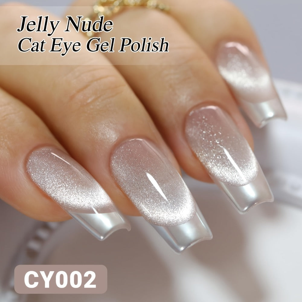 MISS MISIDY 0.54oz Ice Clear Nude Cat Eye Gel Nail Polish - Long-Lasting Nail Polish, No Residue, Quick-Dry Glossy Finish, Fragrance-Free Formula for Salon & Home Manicure/Pedicure - Professional & Everyday Nail Art Designs, Nail Polish Gel, Pedicure Prod