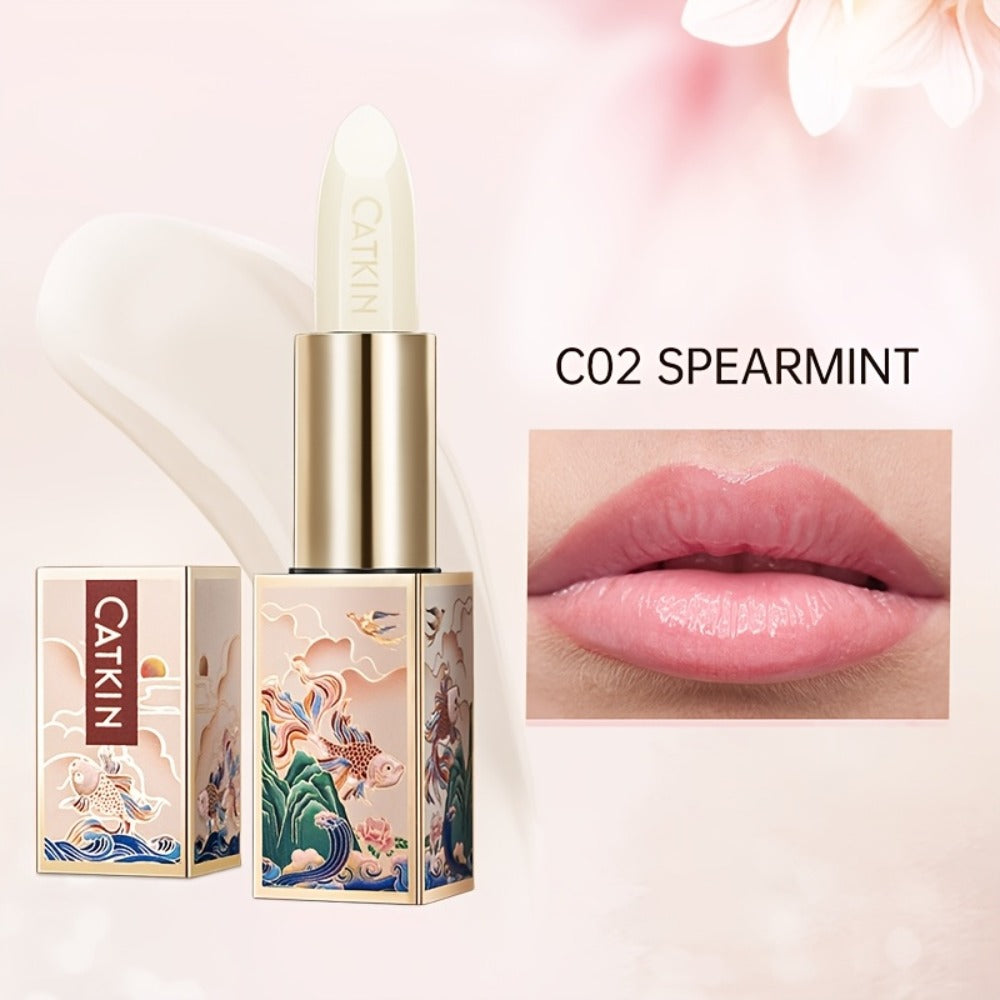 Color Changing Lip Balm Moisturizing Glossy Finish - Plant Squalane Vitamin E Nourishing Hydrating Lip Care Tinted Balm for Women Multiple Shades CATKIN