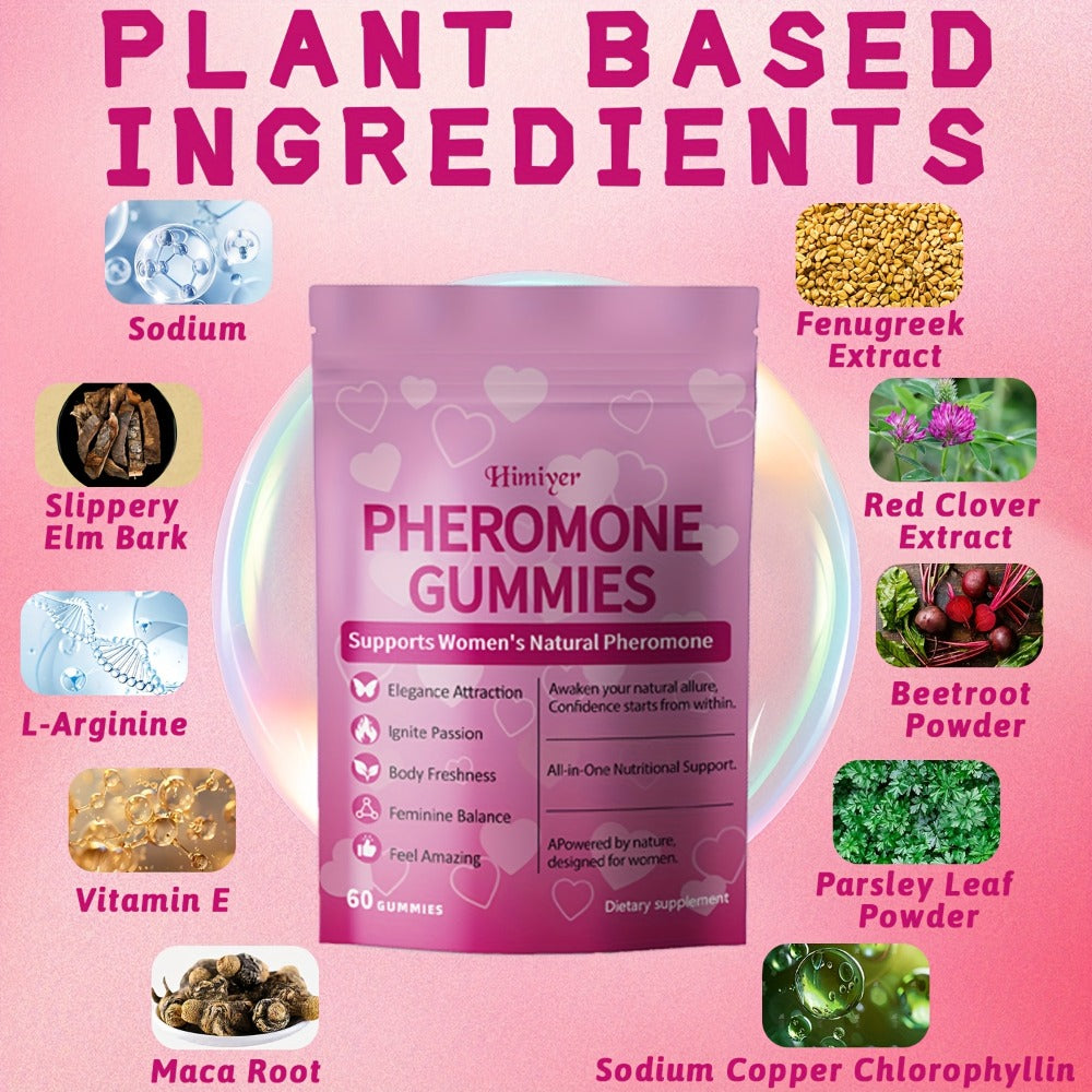 Women's Pheromone Gummies - Natural Attraction & Confidence Booster with L-Arginine, Maca, Beetroot & Pheromone-Enhancing Herbs - 30-Day Supply (30 Gummy Vitamins) - Gluten-Free Strawberry Flavor for Body Freshness & Feminine Balance